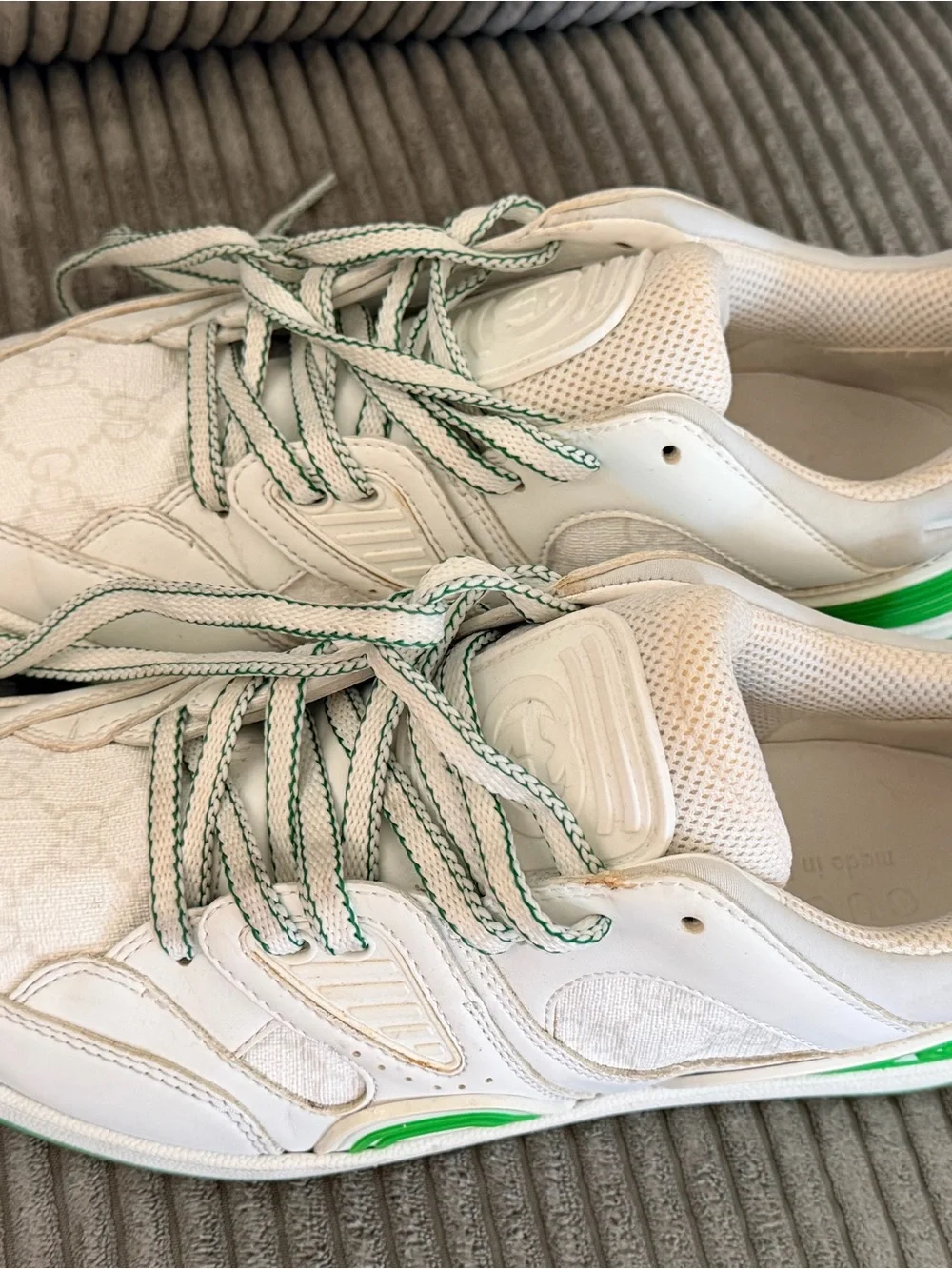 Gucci White & Green Low-Top Sneakers